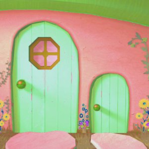Зелёные двери в игрушечный домик